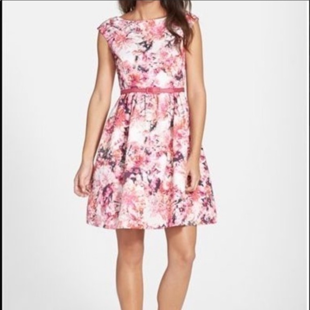 Eliza J Fit and Flare Floral belted dress 4